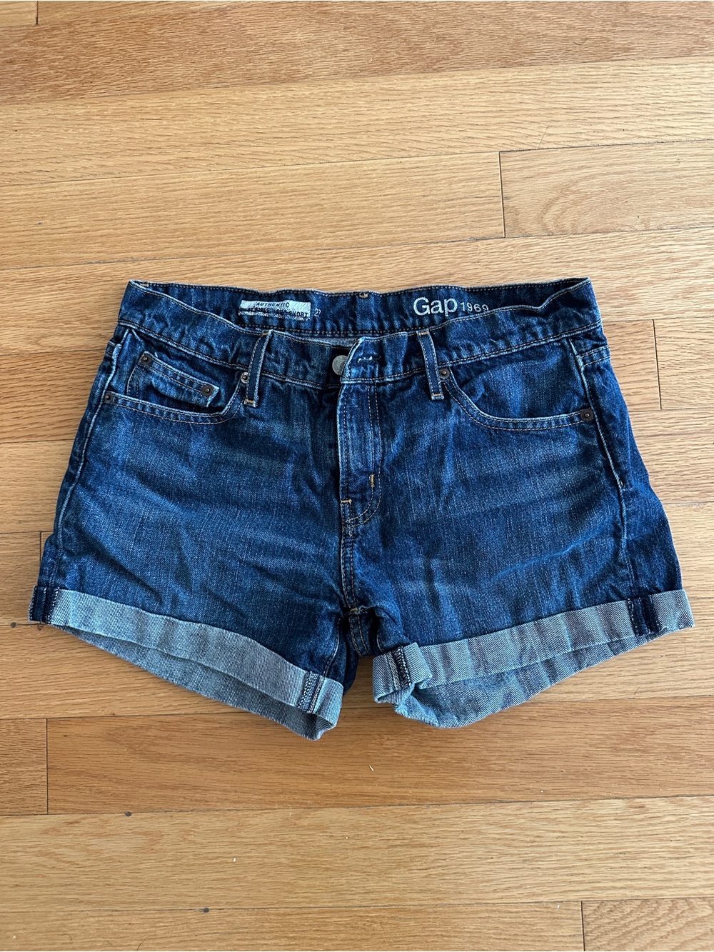 GAP Women's Dark Blue Rolled Cuff Denim Shorts